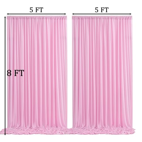 10ft x 8ft Wrinkle Free Pink Backdrop Curtain Drapes, Thick Polyester Baby Pink Backdrop for Girls Birthday Wedding Party Background Baby Shower - color: Pink, size: 10ftx8ft