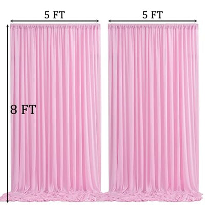 10ft x 8ft Wrinkle Free Pink Backdrop Curtain Drapes, Thick Polyester Baby Pink Backdrop for Girls Birthday Wedding Party Background Baby Shower - color: Pink, size: 10ftx8ft