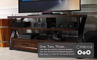 Micca OoO Slim Passive Bookshelf Speakers Home Theater, Stereo Pair, Walnut | Amplifier Required, Dual 3-Inch Woofers, 0.75-Inch Silk Tweeter, Under 4-Inch Wide, Desktop, Surround Sound, Wall Mountable - size: OoO Pair