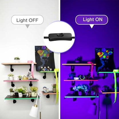 40W LED Black Light Bar for Glow Party, Blacklight with Plug &Switch, Each Light Up 484 Sq.ft Area, Halloween Glow Lights, Fluorescent Body Paint, Stage Lighting