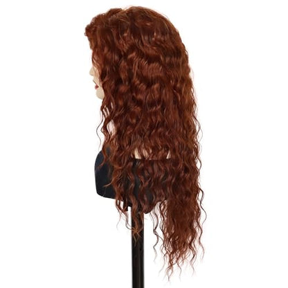 28 Inch Long Curly Dark Copper Wigs for Women Auburn Red Wig Fluffy 80s - color: Dark Copper