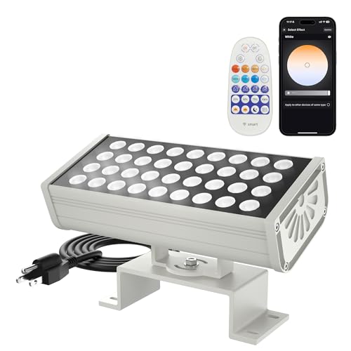 Wall Washer Light – Smart LED Landscape Spotlights with 6CCT Adjustable Color Temperature, Dimmable 1%-100%, Waterproof IP65, RF Remote & App Control, Timer Function, Easy Installation - size: 72W Tunable White(2700-6500K)