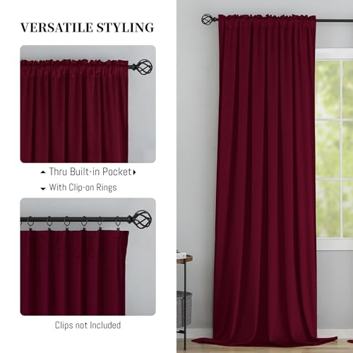 Yakamok Wine Red Room Darkening Velvet Curtains 84 Inch Long Living Room | Luxury soft velvet, 2 panels 52x84 inch,bedroom study, window drapes rod pocket,light blocking,Thermal Insulated - color: Wine Red, size: 52"W x 84"L (Pack of 2)