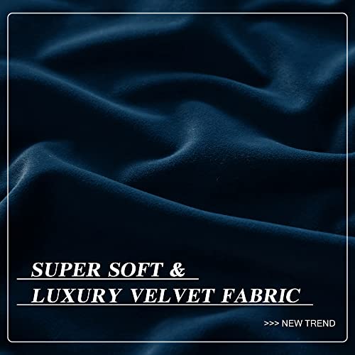 MUMFAS Blackout Velvet Blue Curtains Drapes 84 Inches Long - Super Soft Thermal Curtains Panels for Living Room Bedroom (W52 x L84, Back Tab & Rod Pocket， Navy Blue, 2 Panels) - color: Navy, size: 52"W x 84"L (Pack of 2)