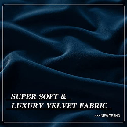 MUMFAS Blackout Velvet Blue Curtains Drapes 84 Inches Long - Super Soft Thermal Curtains Panels for Living Room Bedroom (W52 x L84, Back Tab & Rod Pocket， Navy Blue, 2 Panels) - color: Navy, size: 52"W x 84"L (Pack of 2)