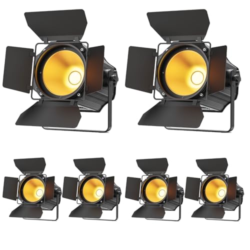 200W Dual-Color COB Stage Lights, 3200K-6500K Adjustable Warm and Cool White Par Can Lights Spotlights with DMX Control, Uplights for Weddings Events Theaters Indoor Outdoor(6-Pack) - size: 6 Pack