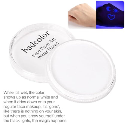 Invisible Clear Neon Face Body Paint(30g/1oz), Water Activated UV Blacklight Reactive Facepaint, Fluorescent Washable Face Body Painting Kit for Halloween SFX Makeup, Raves, Parties & More - color: Neon Clear
