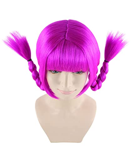 HPO Bavarian Double Braided Wig, Breathable Capless Cap,Premium Handcrafted Wig, Designed for comfort fit, flame retardent synthetic fiber (Neon Fushsia) - color: Neon Fushsia