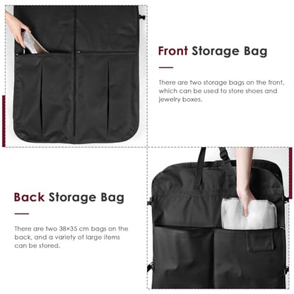 Wedding Dress Garment Bag 72" Dress Bags for Gowns Long with Accessories Pockets Bridal Garment Cover with Adjustable Handles for Wedding Dress, Prom Evening Gown - color: Black