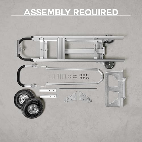 Vergo Industrial Convertible Hand Truck - AS7A2 Heavy Duty Aluminum 3 in 1 Dolly (750 lb Capacity) Lightweight Frame, Ergonomic Handle, Extendable Loop, Versatile Moving Dolly (3 Positions 53" High) - size: 3 Positions 53" High