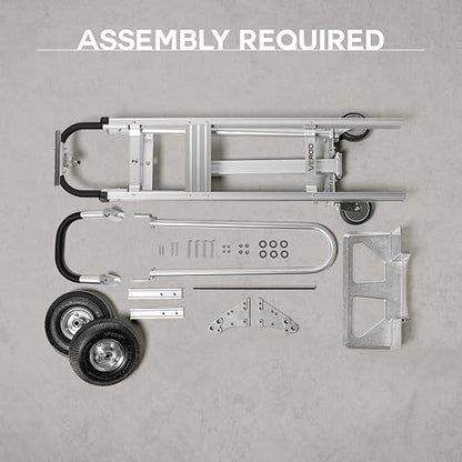 Vergo Industrial Convertible Hand Truck - AS7A2 Heavy Duty Aluminum 3 in 1 Dolly (750 lb Capacity) Lightweight Frame, Ergonomic Handle, Extendable Loop, Versatile Moving Dolly (3 Positions 53" High) - size: 3 Positions 53" High