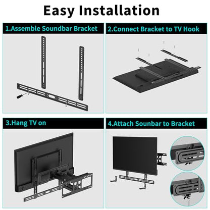 XINLEI Universal Soundbar Mount with Holes/Without Holes, Sound Bar TV Bracket for Speaker Non-Slip Base Holder Extends 3.46"-6.1",Support 20lbs SBR501 - color: SBR501