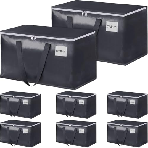StorageRight Heavy Duty Moving Boxes-Moving Bags with Zipper, Reinforced Handles and Tag Pocket-Collapsible Moving Supplies-Totes for Storage Great for Moving, Storage and Travel 93L(Gray-8 Pack) - color: Gray, size: 8 Pack