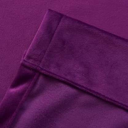 Purple Velvet Curtain Set- Curtains with Bows for Living Room/Bedroom W52 x L84-inch, 2 Panels - color: Purple, size: 52"W x 84"L (Pack of 2)