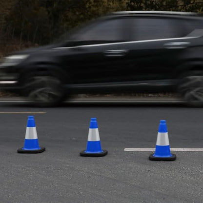 6 Pack 12" Inch Blue PVC Traffic Cones with Heavy-Duty Base, High-Visibility All-Weather Safety Cones for Road Construction, Parking Lot, and Garage Use (6, Blue, 12" Small) - color: Blue, size: 12" Small
