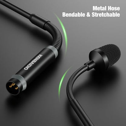 DJ Mic 17 Inch Flexible Gooseneck Microphone, Professional XLR Wired Dynamic Bob Barker Microphone for Video Conference, Podium, Singing, Karaoke DJ Mixer Dedicated Disc Shouting KTV Bar, Metal - size: 17 Inch