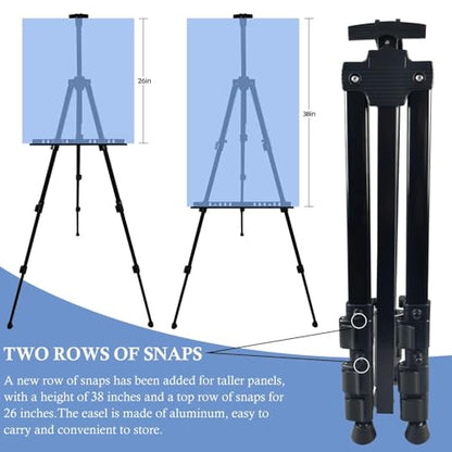 NS JYMB Easel Stand for Sign and Painting, 17-66 Inch, Black 2 Pack | Portable metal tripod easel for display stand, canvas holder, floor, poster board, wedding signs and travel use - style: 66Black 2pack