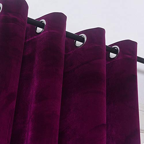 Super Soft Luxury Room Darkening Velvet Fushcia Room Darkening Blackout Curtain Panel Drapes 52 inch Wide by 108 inch Length with Grommet Fushcia,2 Panels - color: Fushcia, size: 52Wx108L