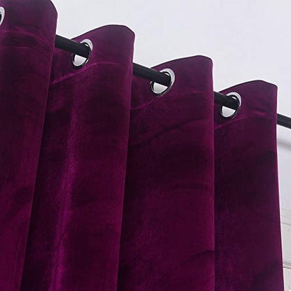 Super Soft Luxury Room Darkening Velvet Fushcia Room Darkening Blackout Curtain Panel Drapes 52 inch Wide by 108 inch Length with Grommet Fushcia,2 Panels - color: Fushcia, size: 52Wx108L