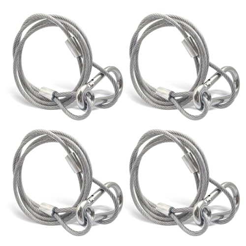 Light Safety Cable Stainless Steel Security Cable | 4 Pack Stainless Steel Safety Cables, 33.4 inches Long, 110 lbs Capacity, PVC Coated, for DJ Lights and Stage Fixtures - size: 4 PCS