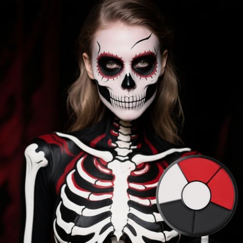 Black White Red Face Body Paint, Professional 6 Colors Body Paint SFX Makeup Palette， Cream Water Based Face Paint for SFX Halloween Cosplay Joker Zombie Vampire Skeleton Clown Vampire Makeup - color: Vampire Makeup