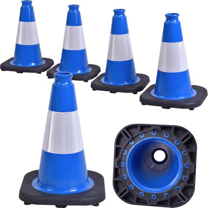 6 Pack 12" Inch Blue PVC Traffic Cones with Heavy-Duty Base, High-Visibility All-Weather Safety Cones for Road Construction, Parking Lot, and Garage Use (6, Blue, 12" Small) - color: Blue, size: 12" Small