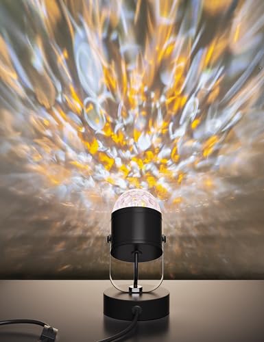 Joyzy Plug-in Dynamic Ocean Wave Table Lamp Water Ripple | Night Light Projector, Room Party Christmas Decoration, Color Changing Ambient Lamp - color: Black