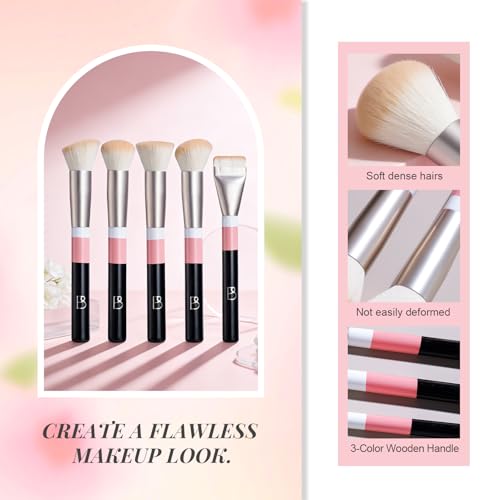 BS-MALL Makeup Brushes Set with Bag 14 Pcs, Travel Friendly Brush Set for Women, Powder Blush Eyeshadow Concealer Foundation Brush, Multi Purpose Daily Use Makeup Brush Kit