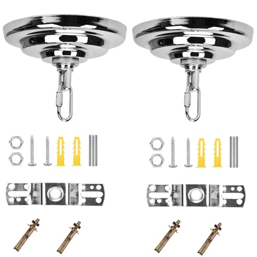 KC&KST 5" Ceiling Light Cover Plate Canopy Kit - 2-Pack, Heavy Duty, Silver Cover for Chandelier/Pendant/Swag Light, Includes Loop, Cross Bar and Mounting Screws (Silver-2PC) - color: Silver-2PC