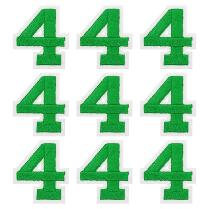 MECCANIXITY Iron on Number Patches 2" Number 4 Iron on Embroidered Patch Sew on Letter Stickers Applique for Repairing Clothing Jeans Shoes Hats DIY(Green, Pack of 9) - style: Number 4