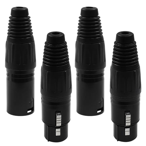 Hordion 5 Pin XLR Male & Female Connector Mic Plug Adapter, 2Pair Black - color: 5 Pin Male & Female