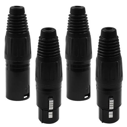 Hordion 5 Pin XLR Male & Female Connector Mic Plug Adapter, 2Pair Black - color: 5 Pin Male & Female