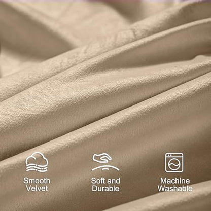 Lazzzy Cream Velvet Curtains 96 Inch Long Pinch Pleated Room Darkening Drapes Luxury Back Tab Thermal Insulated Window Treatments for Bedroom Living Room 2 Panels, 52 x 96 Inch, Latte - color: Latte, size: 52"W x 96"L (Pack of 2)