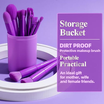 BS-MALL Makeup Brush Set 18 Pcs Premium Synthetic Foundation Powder Concealers Eye shadows Blush Makeup Brushes with Case (Purple) - color: Purple