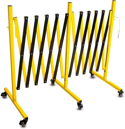 Metal Expandable Barricade, 23 Ft Retractable Fence Outdoor, Mobile Safety Barrier Gate, Easily Assembled Expanding Gate with Casters, Collapsible Accordion Barricade Gate Outdoor - size: 23 FT