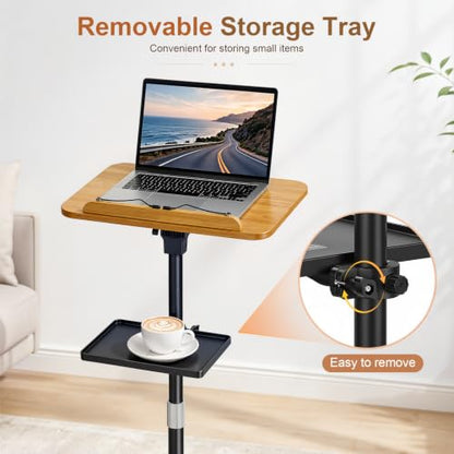 2-in-1 Floor & Desktop Music Book Stand, Adjustable Height 19.7-51.2 in | Dual-use Detachable Reading Stand, Features Storage Tray and Page Clips for Sheet Music, Laptops & Cookbooks - color: Brown