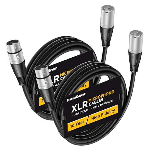 InnoGear 2 Pack 10 Feet XLR Cables Male to Female Microphone Cord, Silver - color: Silver, size: 10 Feet