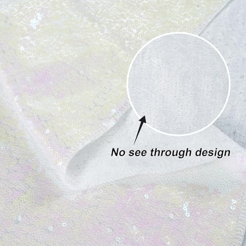 Juya Delight White Iridescent Sequin Backdrop, 6ftx6ft Glitter Photo Backdrop Curtain for Birthday Party Wedding Festival Ceremony - color: Iridescent, size: 6ft x 6ft