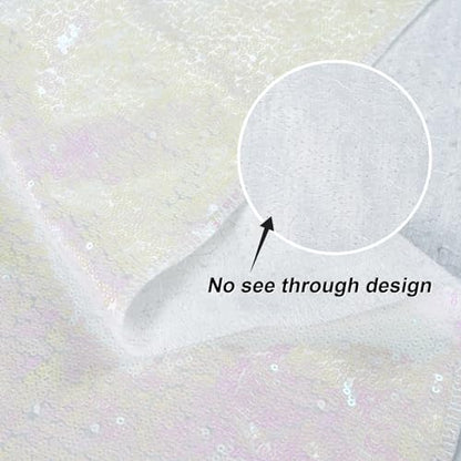 Juya Delight White Iridescent Sequin Backdrop, 6ftx6ft Glitter Photo Backdrop Curtain for Birthday Party Wedding Festival Ceremony - color: Iridescent, size: 6ft x 6ft