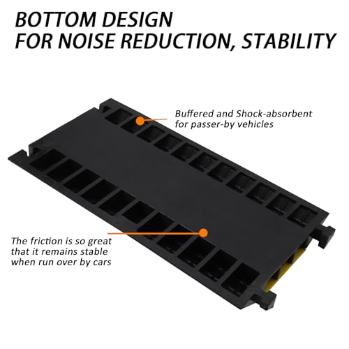 1 Pack Rubber Cable Ramp, 3 Channel Cable Protector Ramps, 28000 Lbs Load Capacity Heavy Duty Traffic Speed Bump, Cord Cover Wire Hose Protective for Driveway Indoor Outdoor