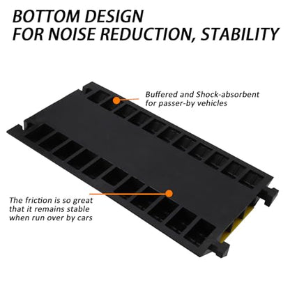 1 Pack Rubber Cable Ramp, 3 Channel Cable Protector Ramps, 28000 Lbs Load Capacity Heavy Duty Traffic Speed Bump, Cord Cover Wire Hose Protective for Driveway Indoor Outdoor