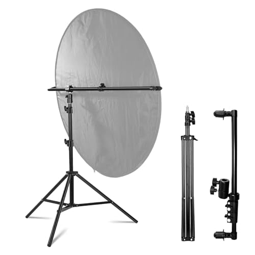 Extendable Reflector Holder Arm with 78.7"/2m Tripod Light Stand, Photo Telescopic 25.5" to 47.2" Boom Arm 360° Swivel Reflector Bracket for Product Portrait Studio Outdoor Photography - style: Reflector Holder w/Stand