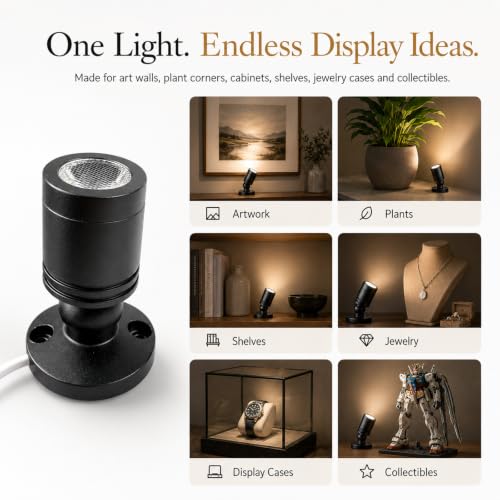 Taysing LED Spot Light Indoor Little Mini Spotlight Accent Lights for Display, Paintings, Pictures, Plants, Jewelry, Shelves, Cabinets, Posters, Showcase(Cold White-2 Pack Push Switch) - color: Cold White-2 Pack Push Switch