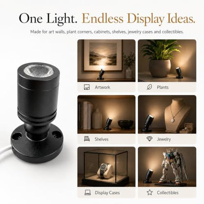 Taysing LED Spot Light Indoor Little Mini Spotlight Accent Lights for Display, Paintings, Pictures, Plants, Jewelry, Shelves, Cabinets, Posters, Showcase(SoftWhite 6 Pack Dimming&Timing) - color: Soft White-6 Pack Smart Switch