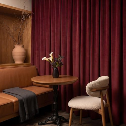 RYB HOME Red Velvet Blackout Curtains 90 inches Long for Living Room - color: Red, size: 52"W x 90"L (Pack of 2)