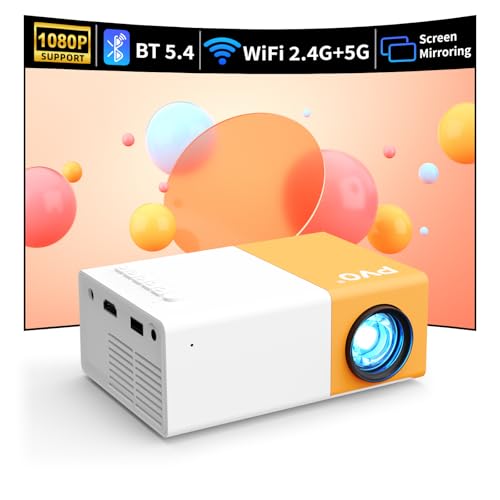 PVO Mini Projector WiFi Portable Movie Projector Phone | Phone Screen Can Be Mirrored to Video Projector via WiFi, Compatible with Smartphone/Tablet/Laptop/TV Stick/PS/Type-C/USB