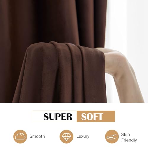 Beauoop Coffee Brown Velvet Curtains for Bedroom Living Room 52x72 2 Panels - color: Coffee, size: 52"W x 72"L (Pack of 2)