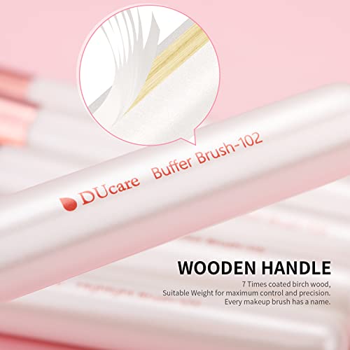 DUcare 27Pcs Makeup Brushes Professional Makeup Brush Set | Face and Eye Brush Set Ultra soft hair Foundation, Concealer, Blush, Contour, Blending, Eyeshadow Khaki Brush kit - color: white
