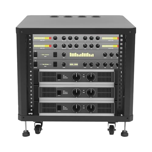 Studio Rack with Wheels Audio Rack with Wheels for Recording Studios Band Rehearsals Home Theaters Office Settings Rolling Studio Rack Case (Black 9U) - color: Black 9u