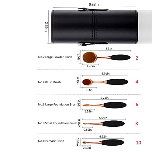 Yoseng Oval Foundation Brush 5 Pcs Toothbrush Makeup brushes Fast Flawless Application Liquid Cream Powder Foundation With Makeup Brush Case - style: Style C